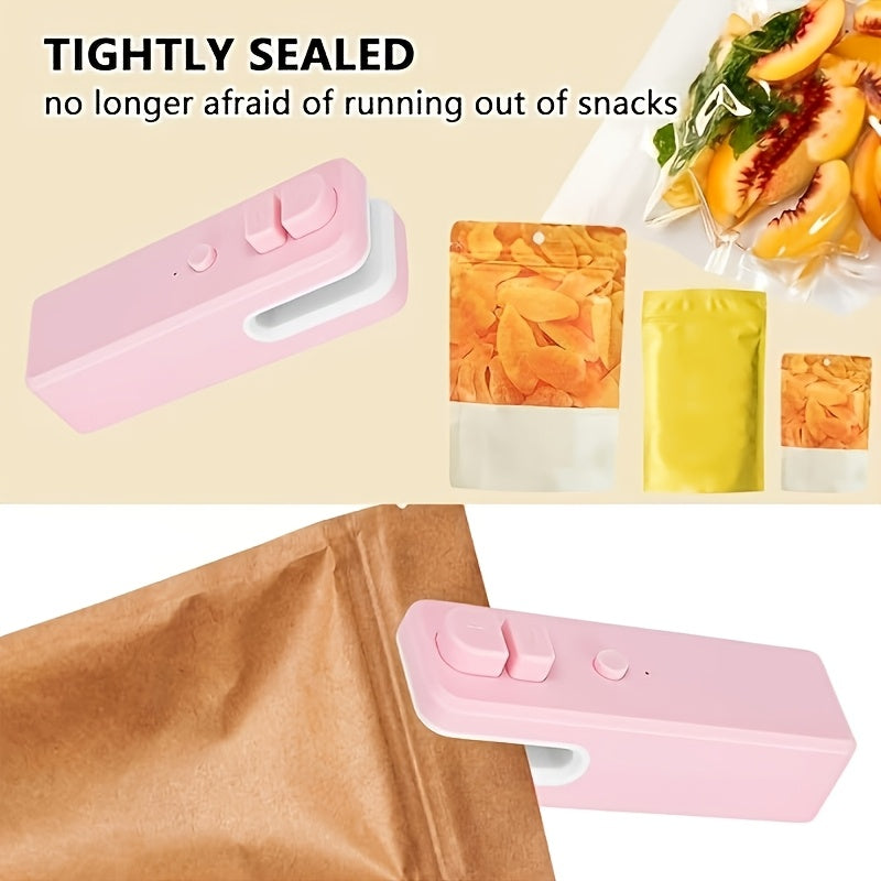 Mini Bag Sealer Portable Handheld Heat Sealer Cutter USB Rechargeable ABS Material