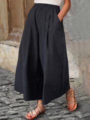 Women's Plus Size Wide Leg Pants Loose Fit Polyester Solid Spring Summer