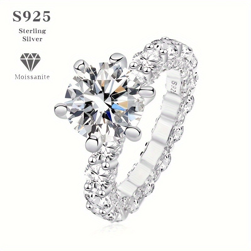 Women's Moissanite Solitaire Engagement Ring 1CT D Color VVS1 Clarity Wedding Band in Sterling Silver