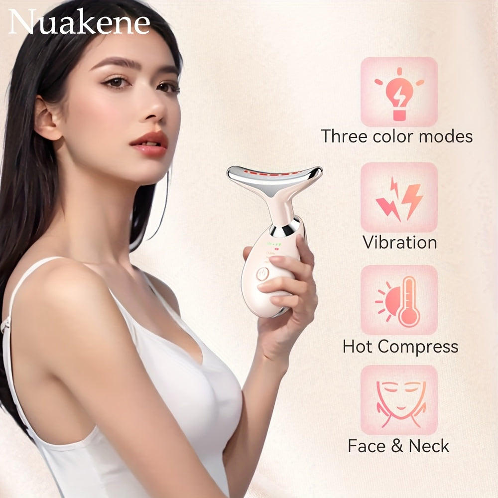 7-Color Facial and Neck Massager with Vibrating Function Rechargeable Home Skin Care Device