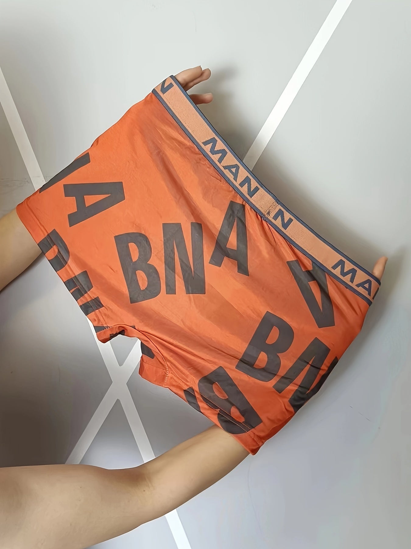 Men's Boxer Briefs Set of 4 High Elastic Breathable Polyester with Letter Print Multicolor