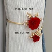 Faux Pearl Curtain Tieback with Pastoral Flower Pattern for Bedroom or Living Room