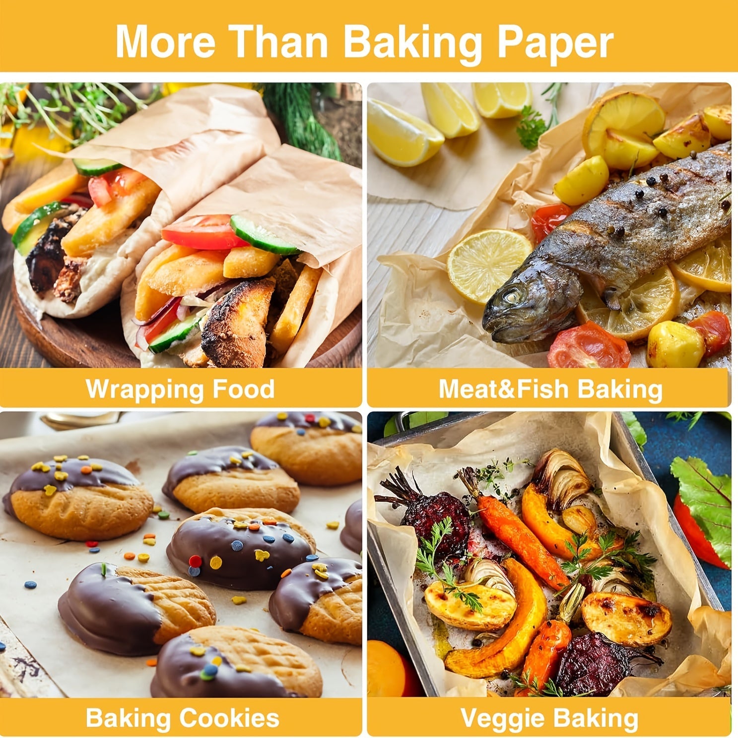 200 Sheets Parchment Paper Baking Sheets Non-Stick Oven-Safe 40.64x60.96 cm