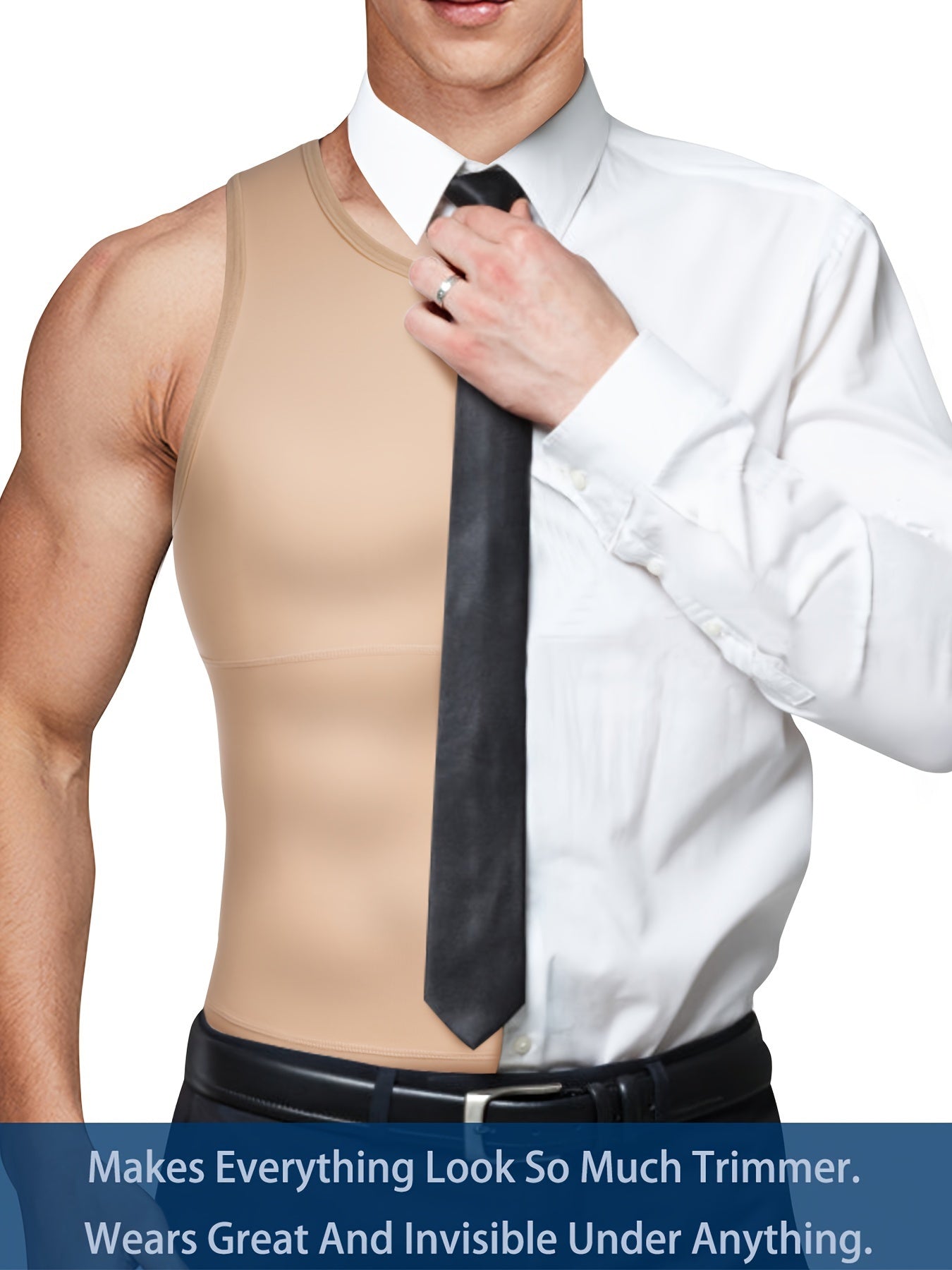 Men's Compression Tank Top with Zipper Body Shapewear Nylon Spandex Solid Crew Neck Skinny