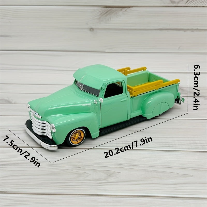 Kids Die-Cast Model Car 1:25 Scale Green Vintage Pickup Truck Aluminum
