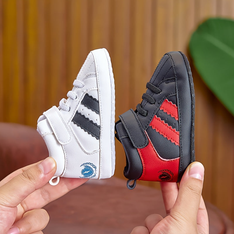 Unisex Baby Sneakers with Adjustable Strap PU Upper Soft Fabric Sole Anti-Slip Spring Fall Casual