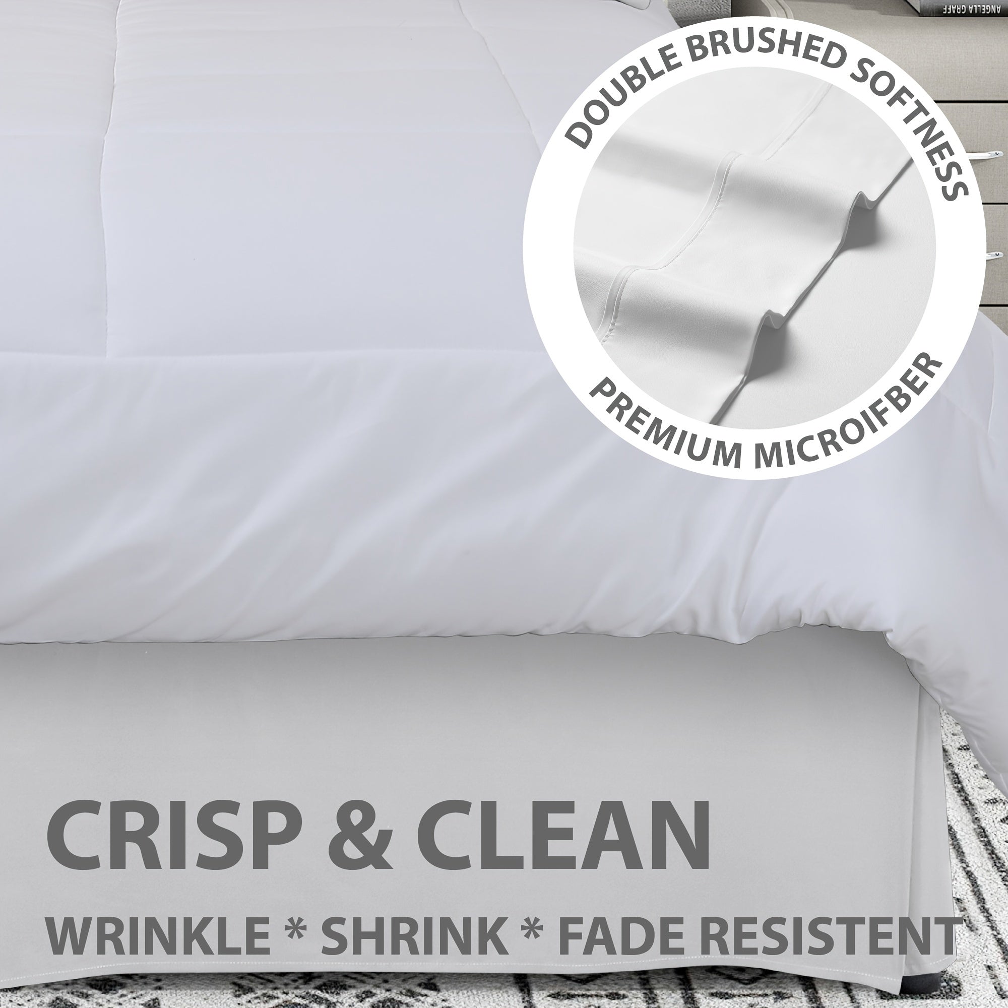 All-Season Pleated Bed Skirt 14 Inch Drop Hypoallergenic Breathable Machine Washable