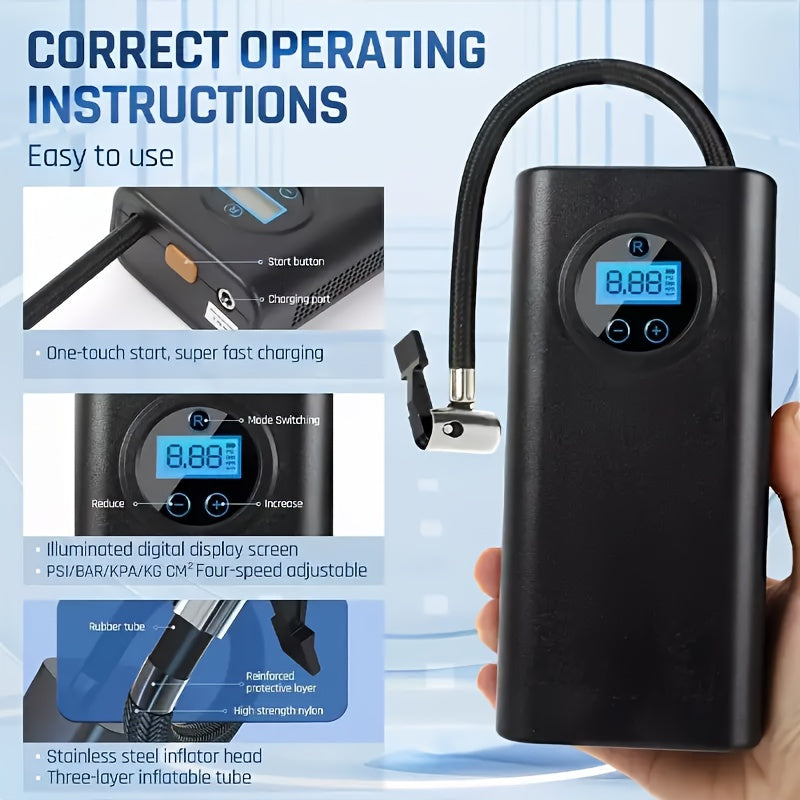 Digital Tire Inflator with Automatic Shut-Off USB Battery Powered 150 PSI for Car Bicycle Electric Bike and Balls