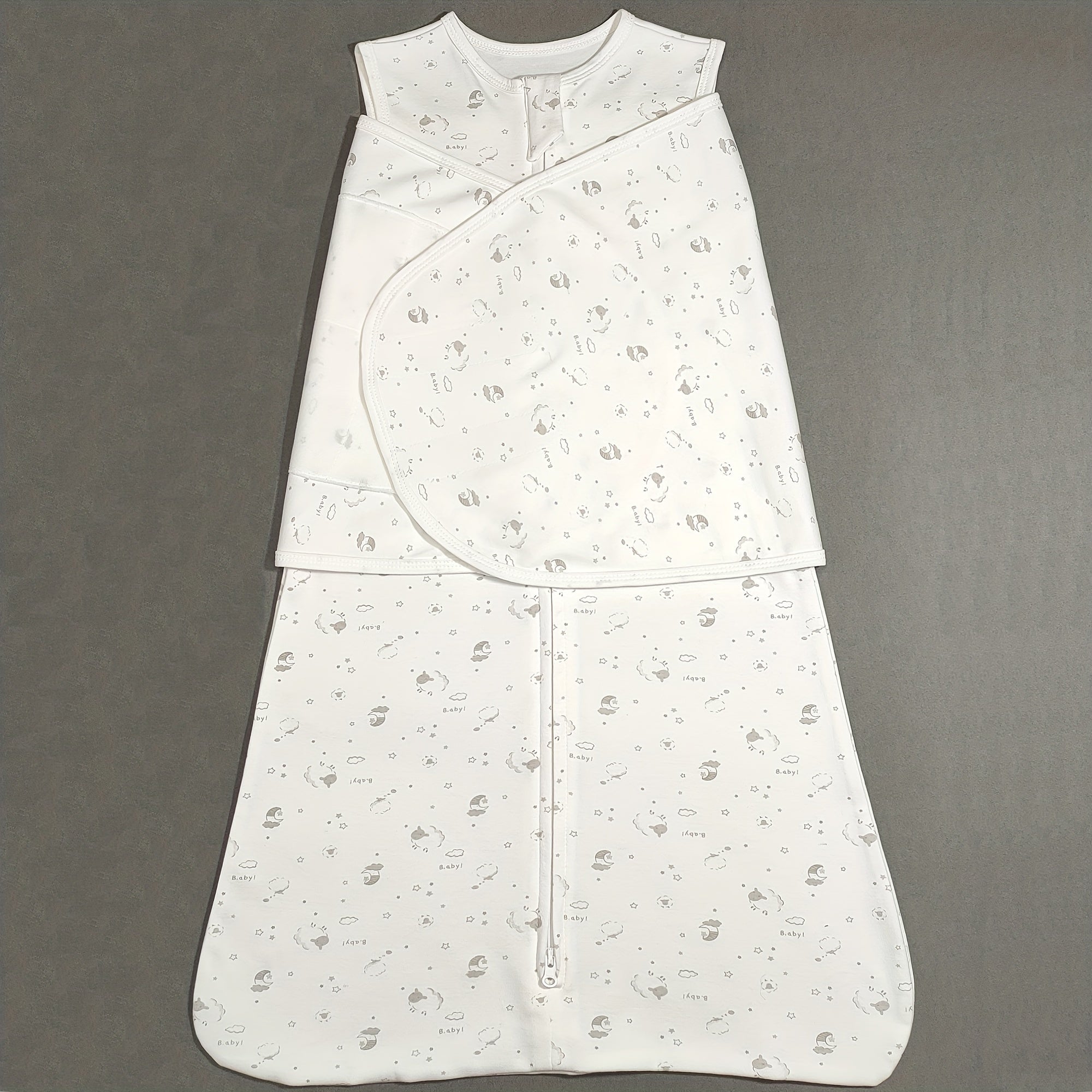 Baby Swaddle Blanket Cotton Animal Pattern Zipper Closure for Infants 6-12 Months