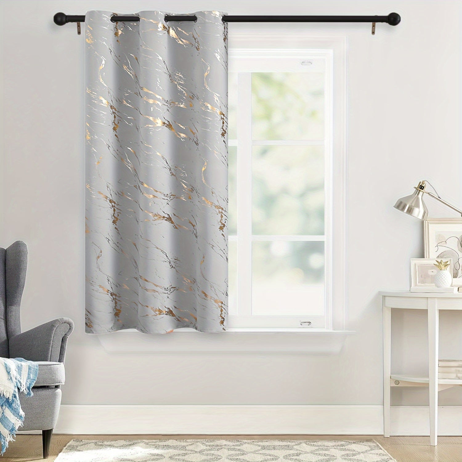 Grey Marble Pattern Curtain for Bedroom Living Room Office Kitchen Modern Classic European Style