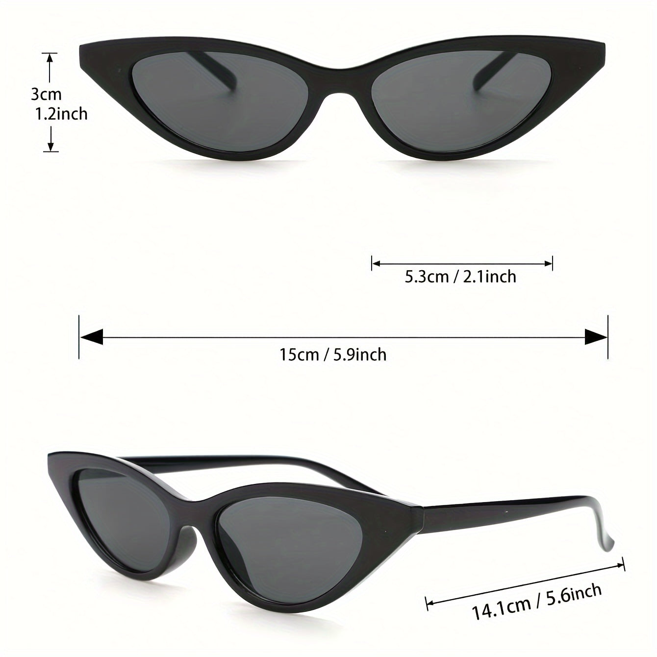 Women's Black Geometric Glasses Set of 3 for Hiking Travel and Daily Use with PC Frame