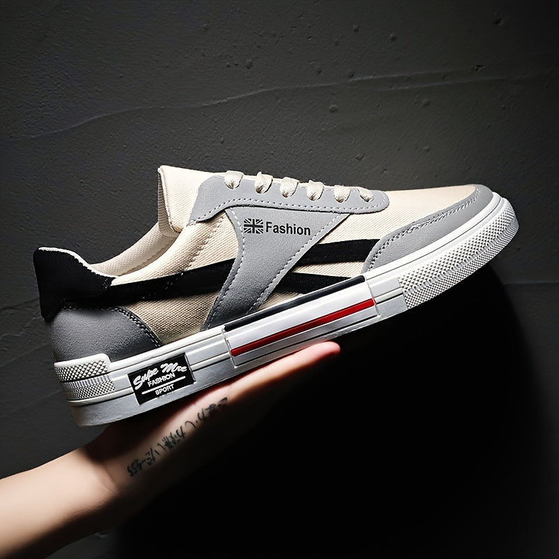 Men's Canvas Skateboard Sneakers Breathable Non-Slip Lace-Up Casual Street Style