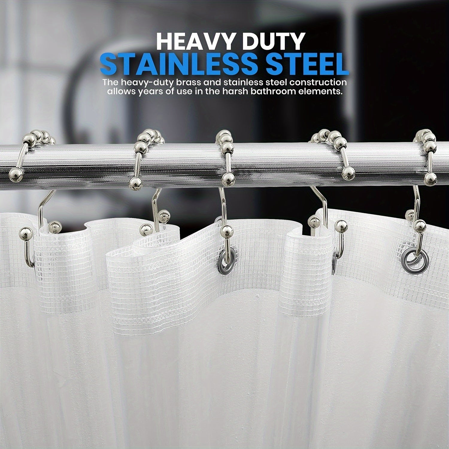 Naychali va zanglamaydigan po'latdan yasalgan ikki tomonlama dush pardasi tutqichlari - dush tutqichlari va pardalari uchun mustahkam va zanglamaydigan hammom aksessuarlari