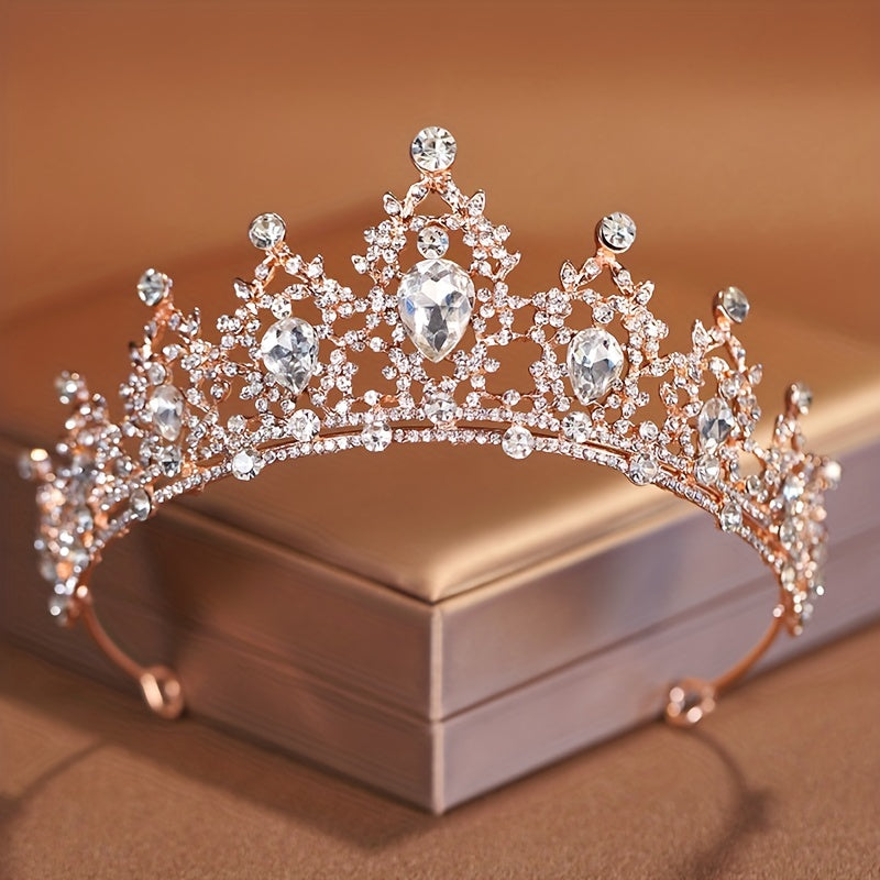 Bridal Crystal Headband Baroque Style Queen Crown Rhinestone Alloy Hair Accessory