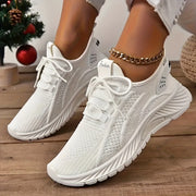 Women's Knitted Lightweight Breathable Tennis Shoes Plus Size Low Top Sneakers