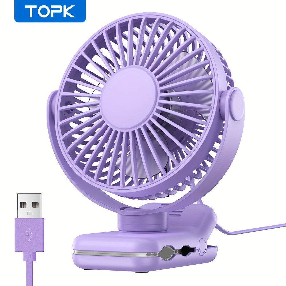 USB Clip Desk Fan with Brushless Motor Whisper-Quiet Strong Clamp Stylish Compact