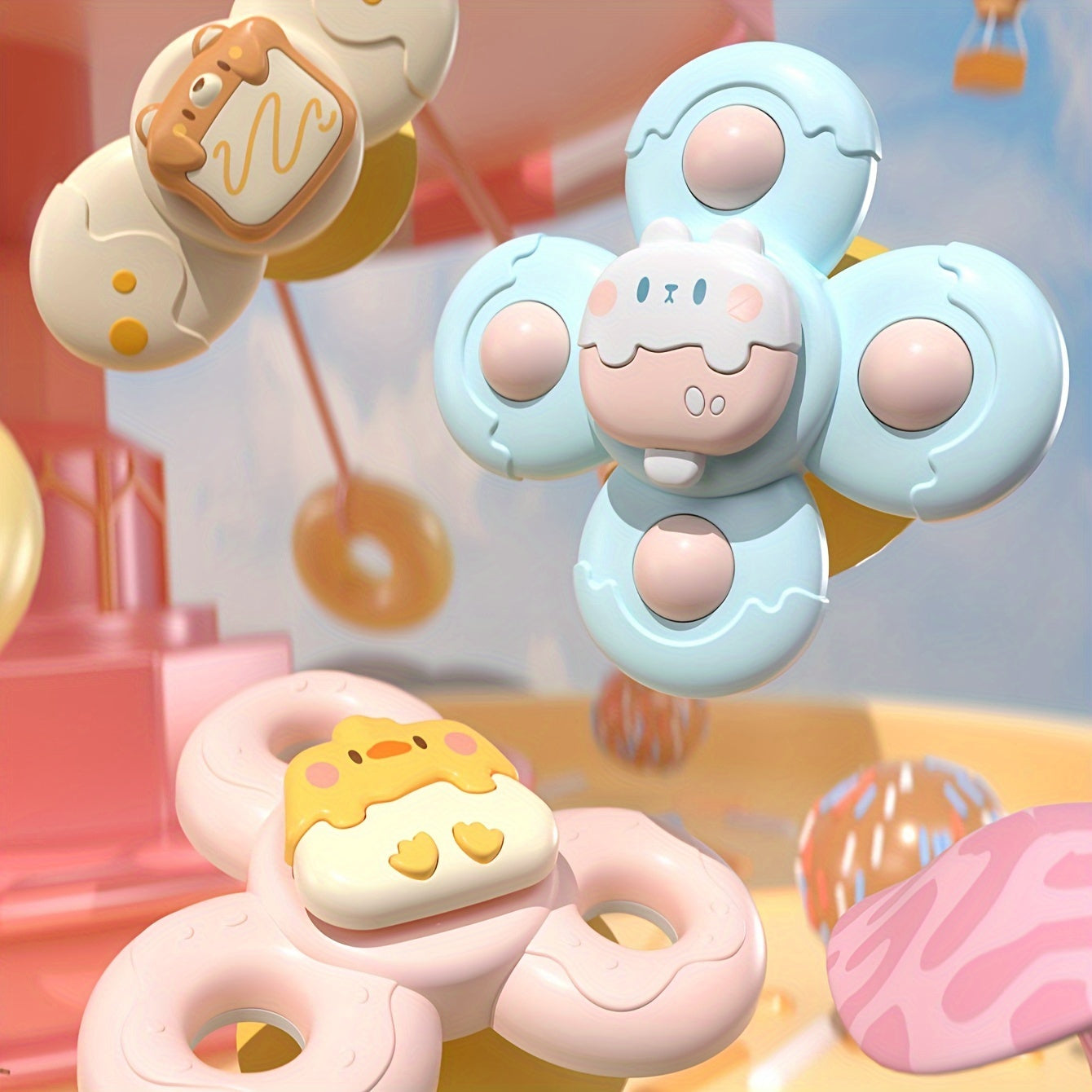 Baby Bath Toy for Infants and Toddlers Ages 0-3 Suction Cup Spinner Chewable BPA-Free