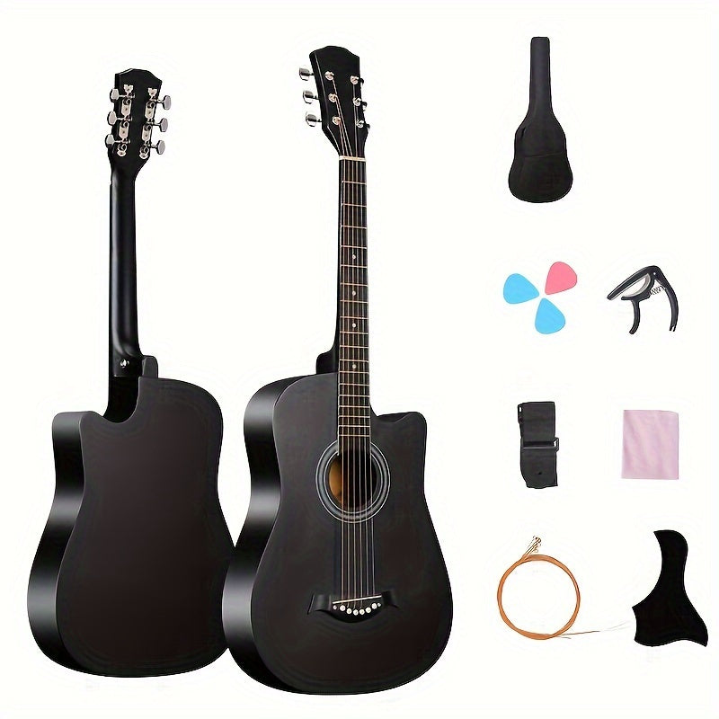 Kit de guitarra acústica para principiantes 96.52cm de tilo acabado mate con accesorios