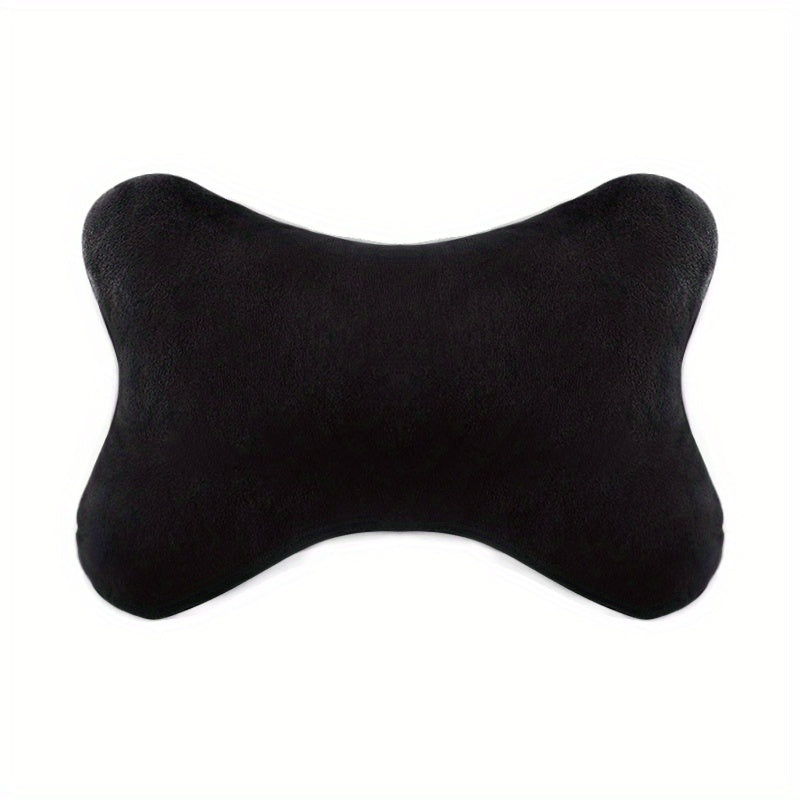 Black Plush Car Headrest and Lumbar Support Pillow for Travel and Vehicles