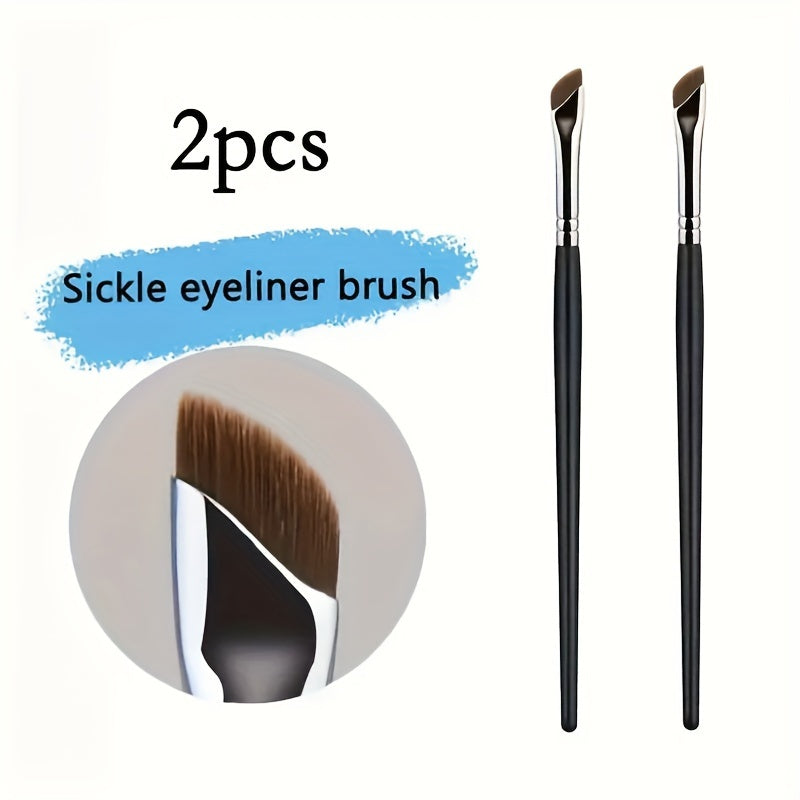 Unisex Synthetic Angled Eyeliner and Brow Brush Flat Tip for Detailed Makeup