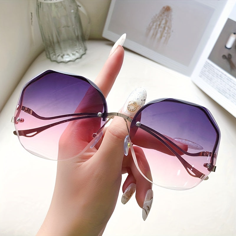 Gradient Sun Shades for Women Ombre Rimless Fashion for Summer Beach Vacation