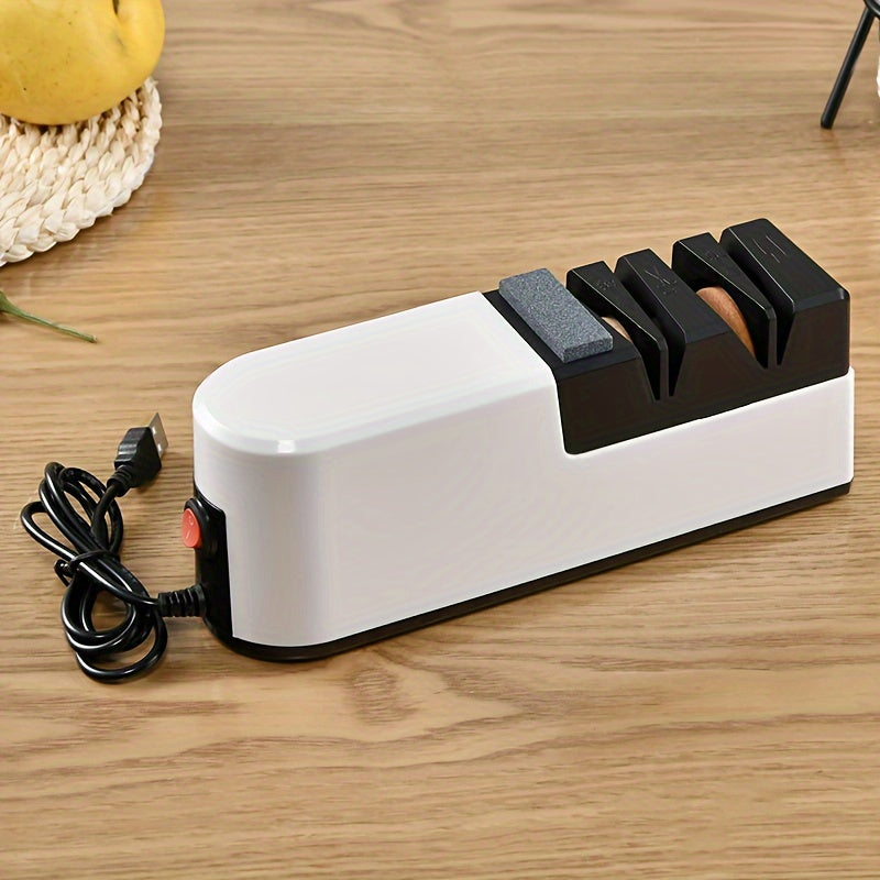 USB Electric Knife Sharpener Portable Handheld Kitchen Scissors Sharpening Stone ABS