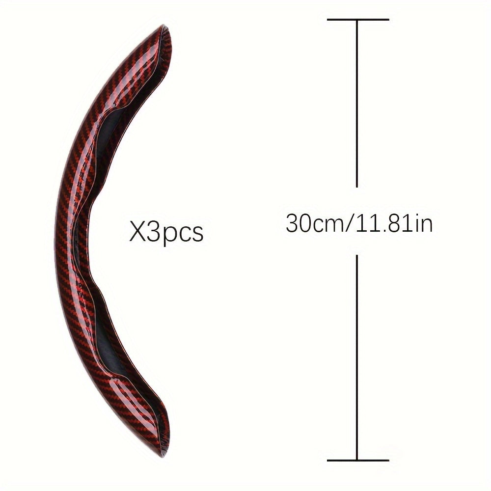 3Pcs Car Anti-Skid Carbon Fiber Style Steering Wheel Covers Universal Fit