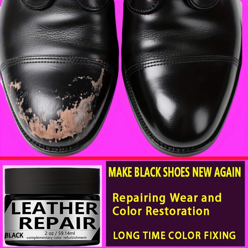 Black Leather Shoe Repair Kit 2oz Scuff Fix Color Restorer for Shoes