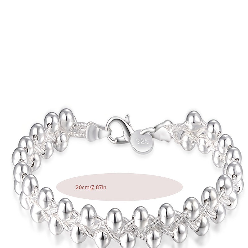 Стильный и художественный ручной браслет с серебром 925 пробы и детализированными бусинами