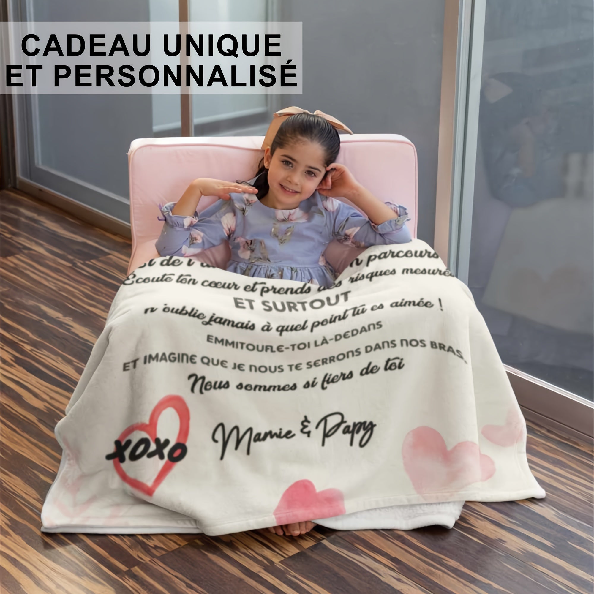 French Flannel Throw Blanket Hypoallergenic Customizable Modern Design Easy to Clean All Seasons for Sofa Bed Travel