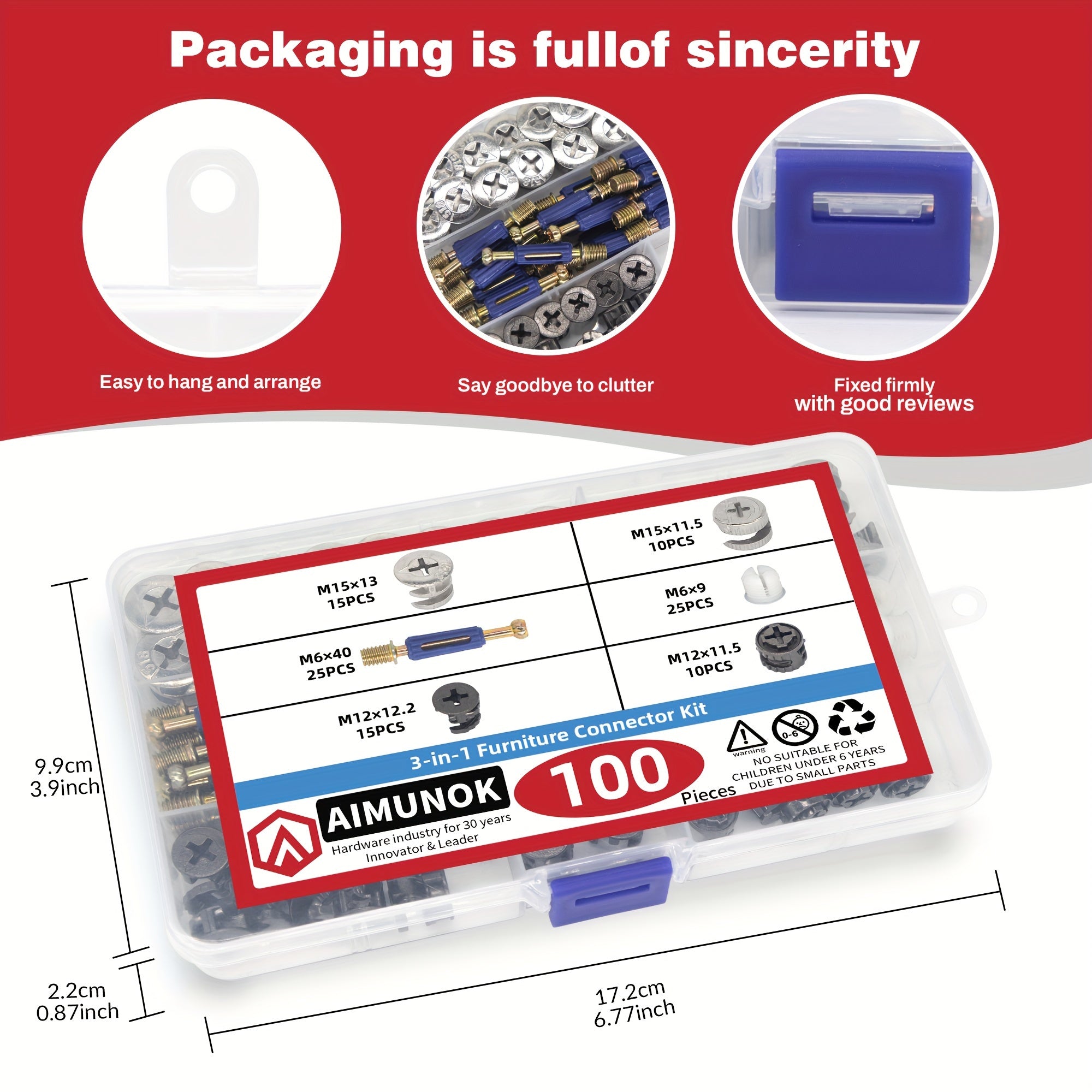 100-Piece Furniture Cam Lock Fastener Kit Carbon Steel Screw Nut Bolt Set for IKEA Hardware