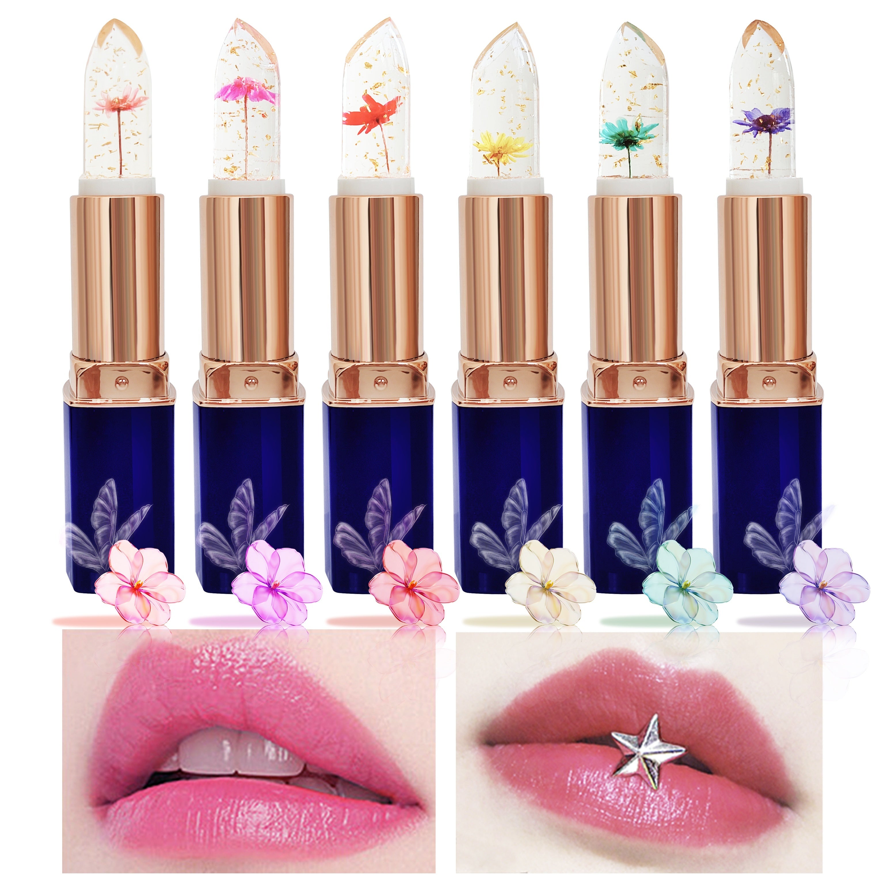 Mujer lápiz labial color cambiador a prueba de agua crema de gel rosa de larga duración