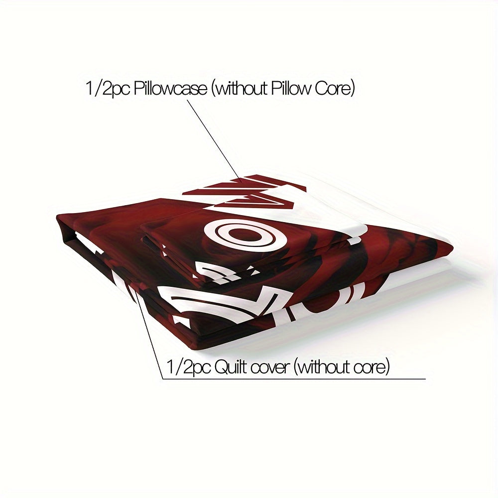 Soft Cozy Love Heart Duvet Cover Set with Zipper Closure and Pillowcases for All Seasons