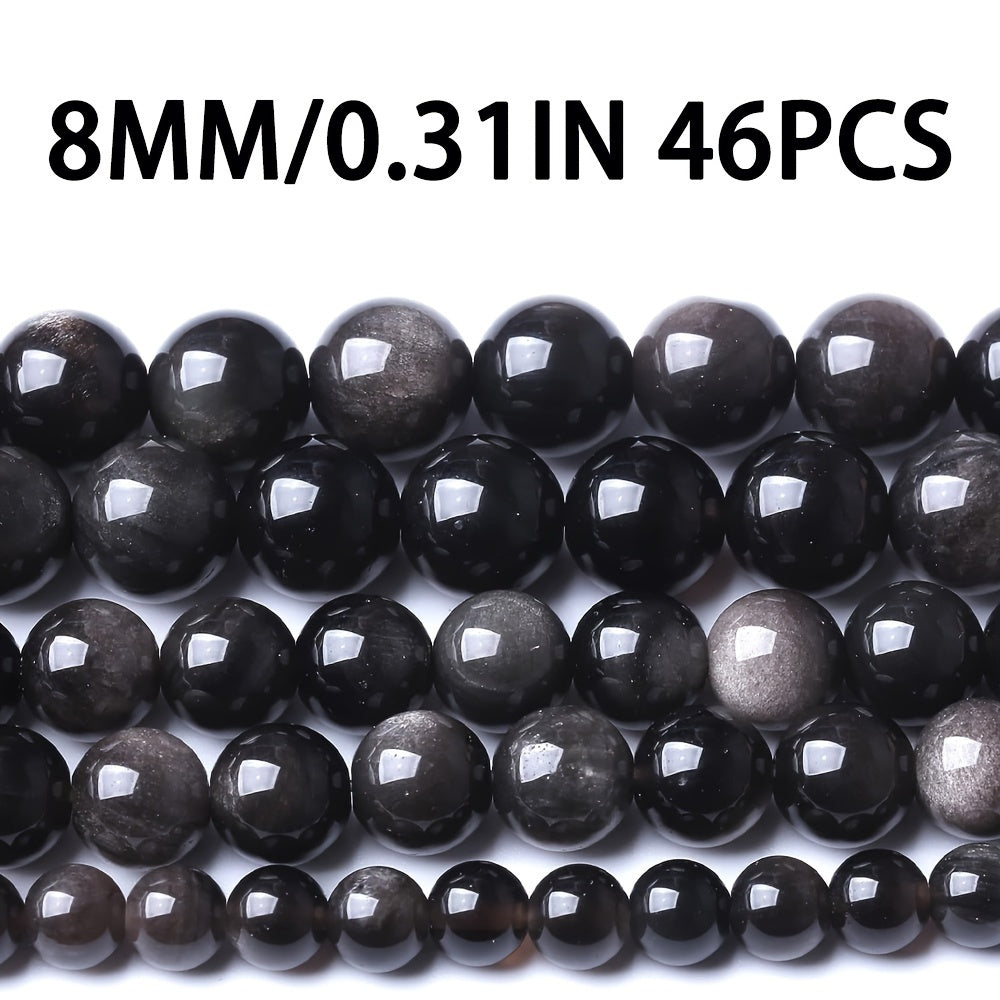 Golden Obsidian Beads Set 8mm Natural Stone Jewelry Making 46 Pieces