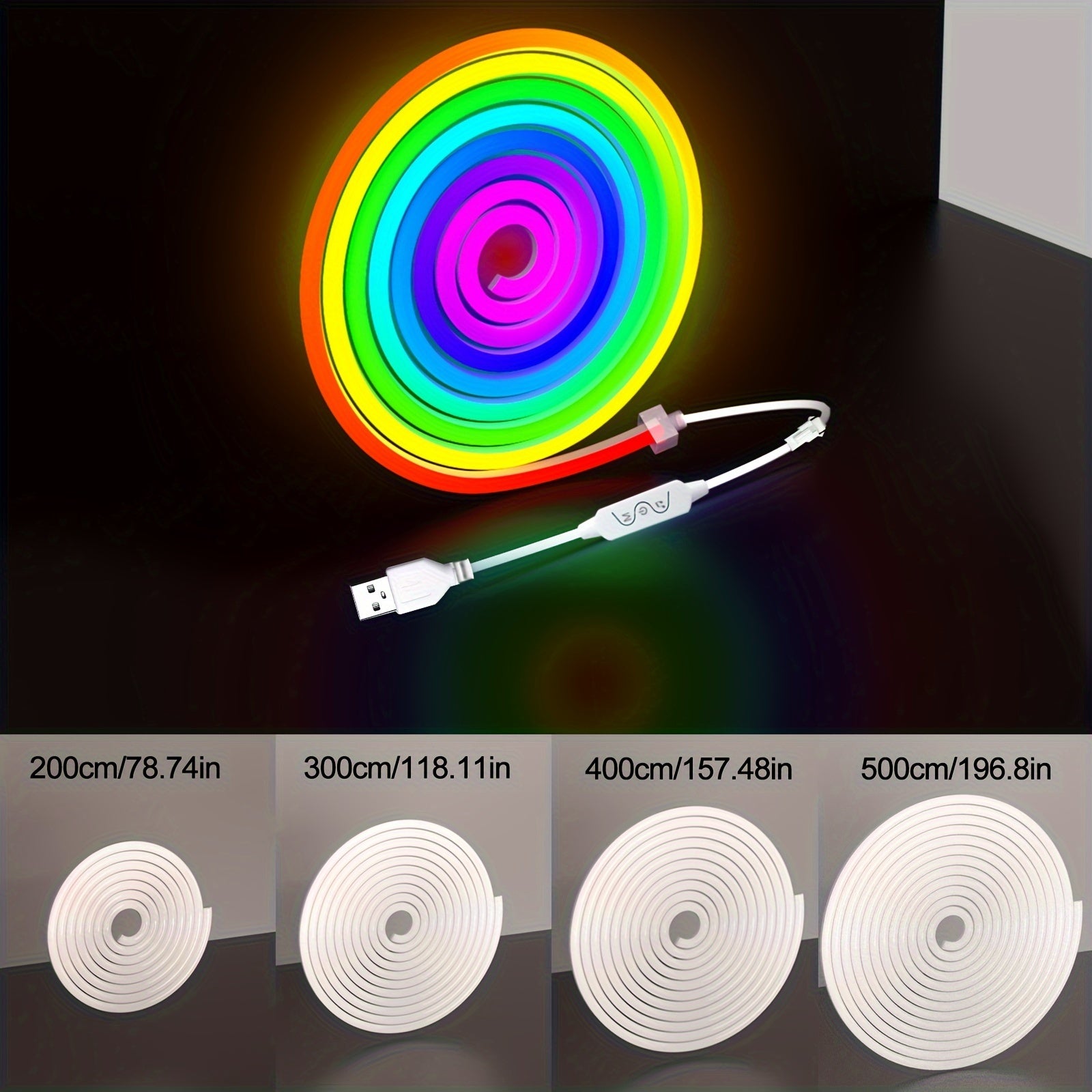 Smart RGB IC LED Neon Light Strip Wireless Remote Music Sync USB Powered for Bedroom Living Room Party Decor 2m 3m 5m