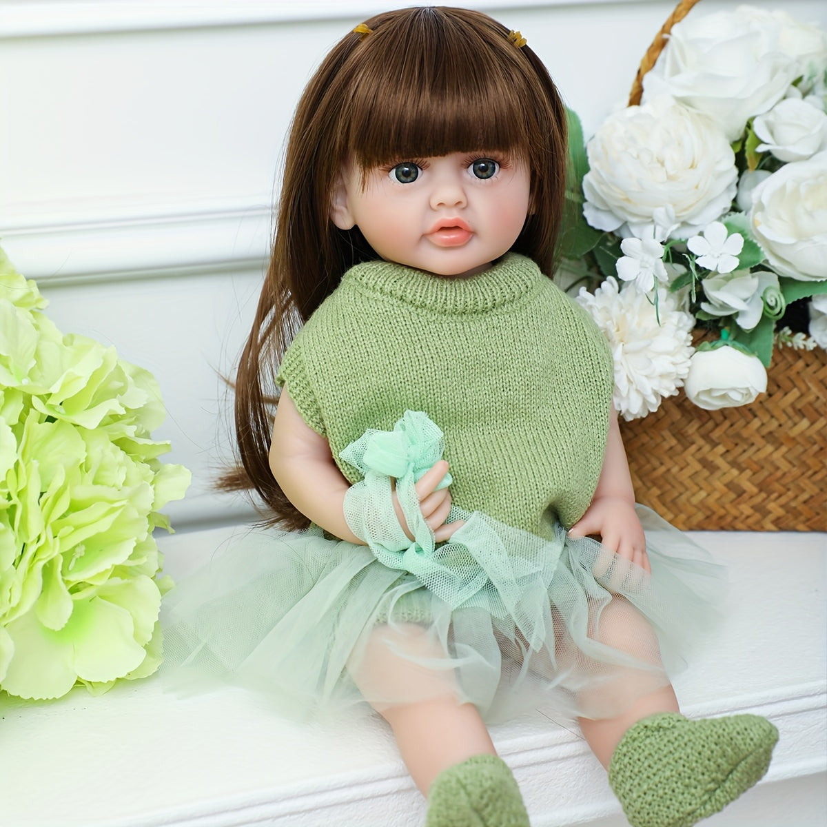 22-Inch Silicone Girl Doll for Creative Play and Dress-Up Kids Toy for Christmas and Halloween