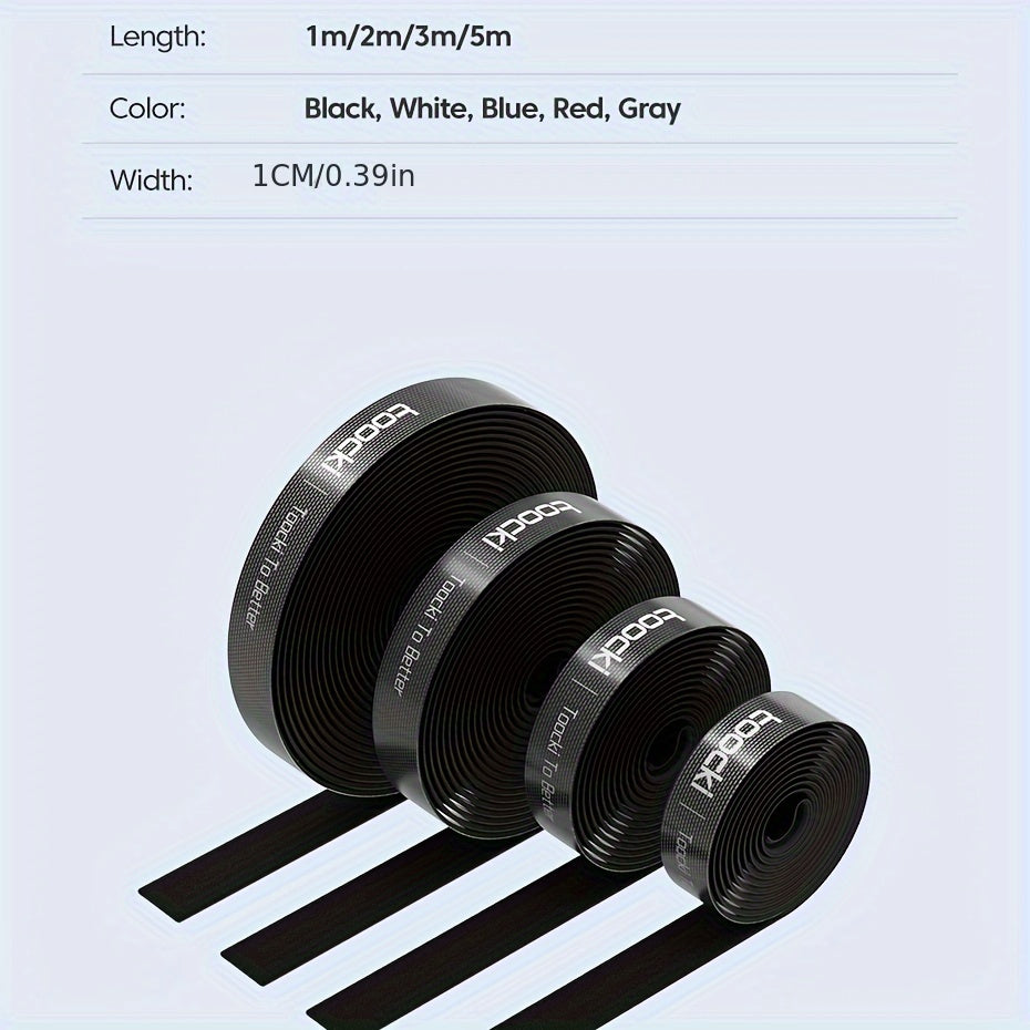 Black and Gray Nylon Cable Winder Tape for iPhone Xiaomi Poco Desk Organizer 3m 5m