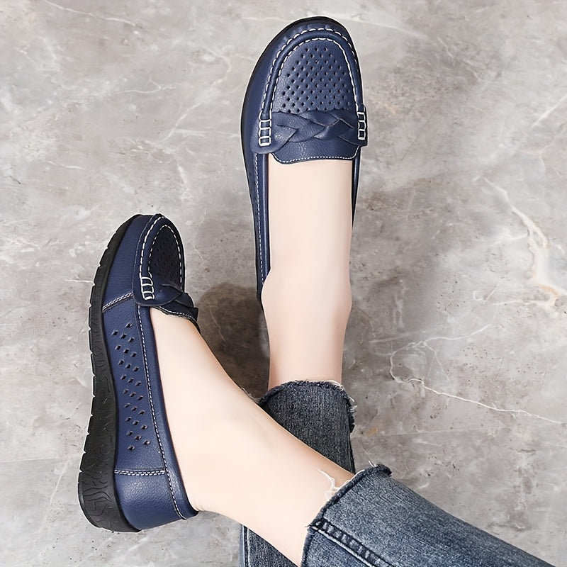 Ayollar uchun nafas oluvchi sintetik slip-on kundalik sport poyabzali, past top yozgi poyabzal
