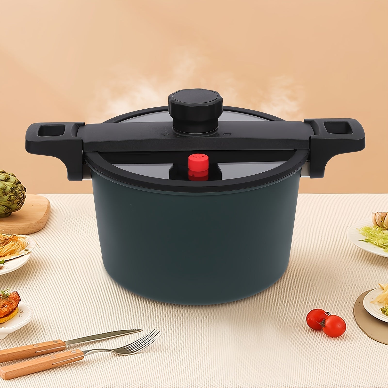 Olla de presión de hierro fundido de 6L con recubrimiento antiadherente compatible con inducción