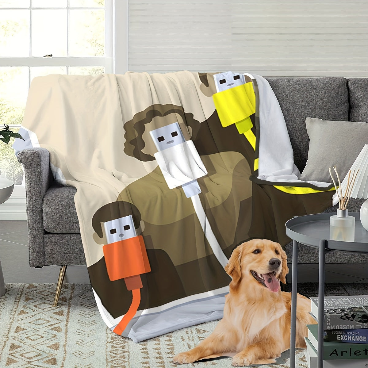 Soft Plush Throw Blanket USB Powered Cozy Warm for Office Living Room Bedroom