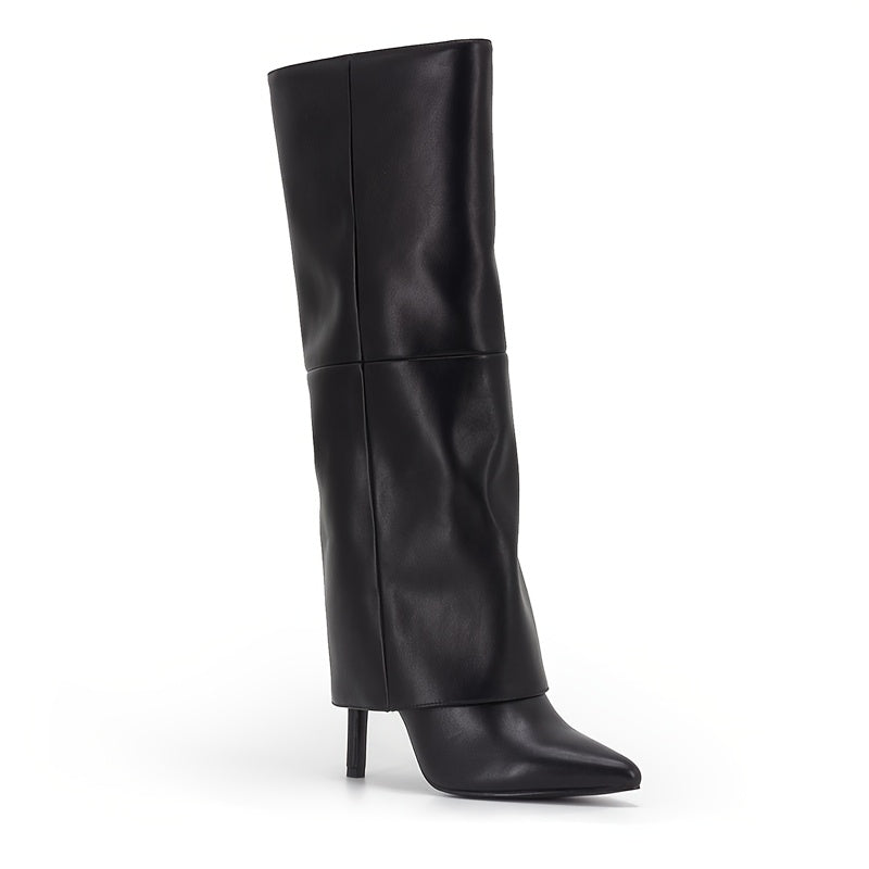 Женские ботинки из искусственной кожи с заостренным носком и высоким голенищем на шпильке для официальных мероприятий и вечерних образов