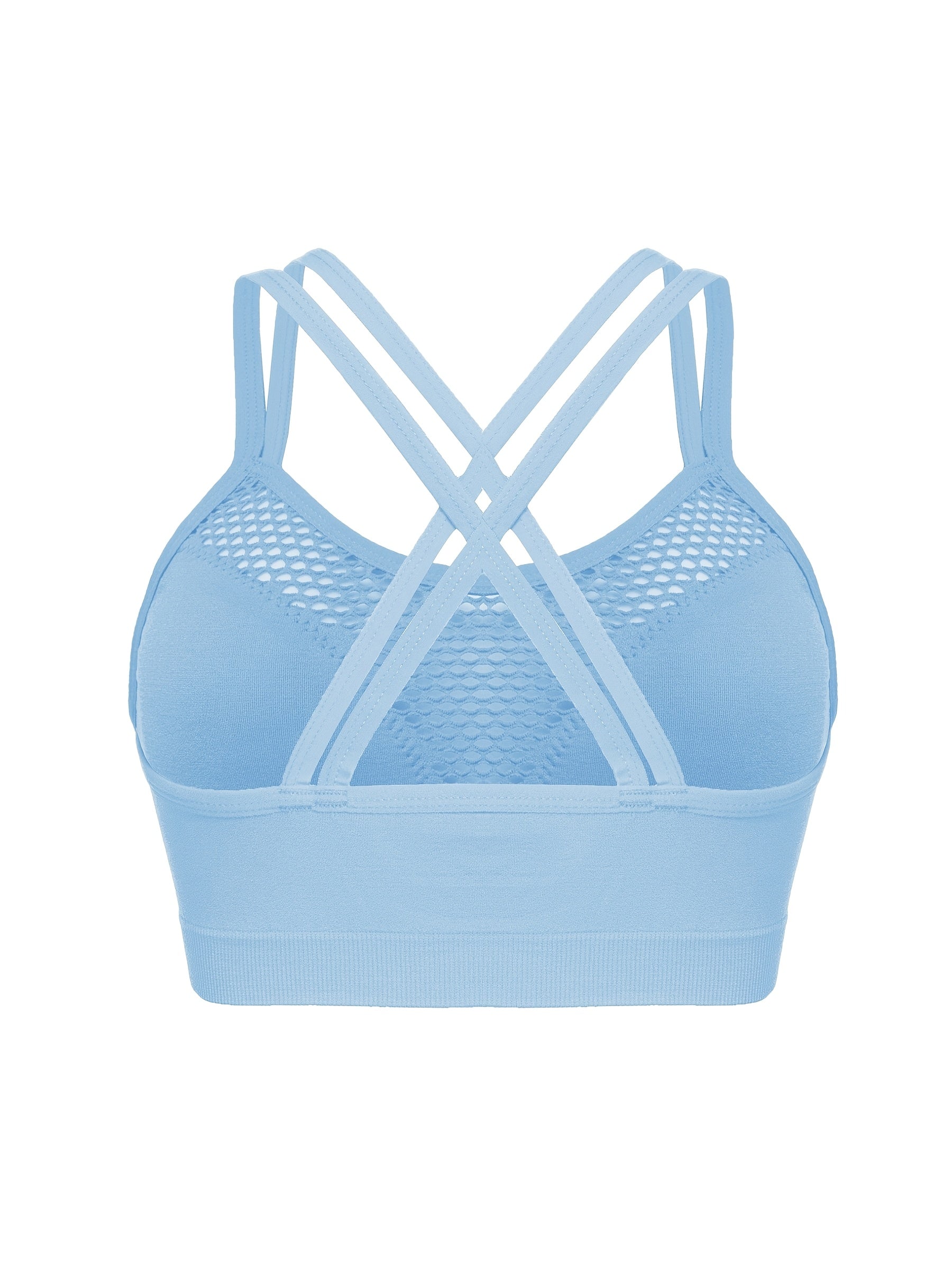 Women Seamless Sports Bras Pack Breathable Mesh Double Straps Removable Pads