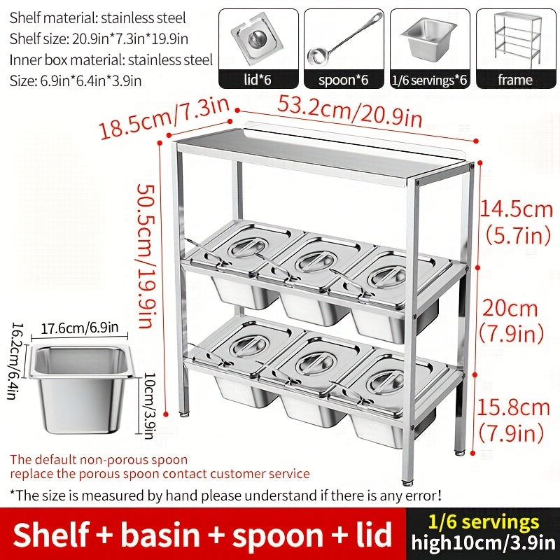 Stainless Steel 3-Tier Kitchen Organizer with Lids for Spices Fruits Storage