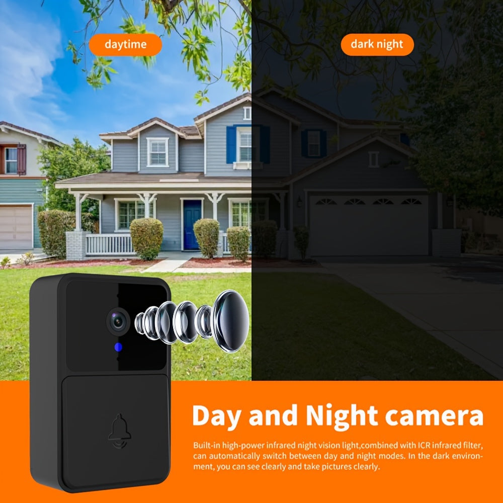 Smart WiFi Doorbell with HD Camera Night Vision Two-Way Audio Motion Detection Black