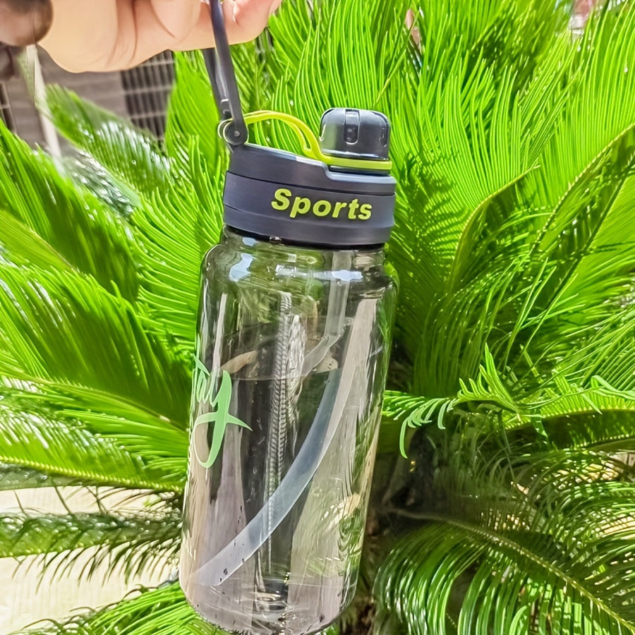 Large Capacity Clear Sports Water Bottle with Straw BPA-Free Leak-Proof 32oz