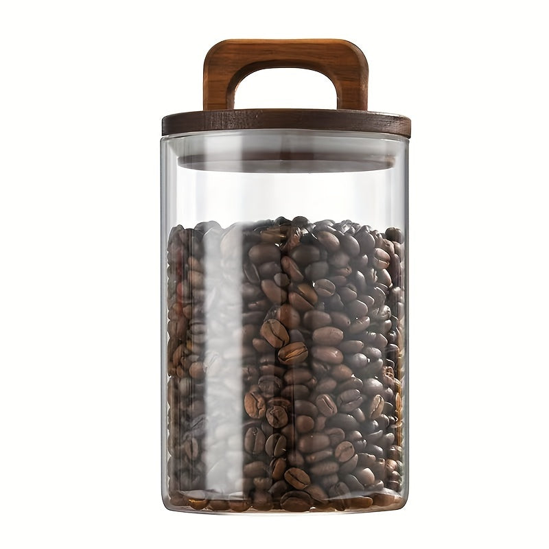 Glass Storage Jar with Wooden Lid 27oz 800mL Food Coffee Tea Organizer