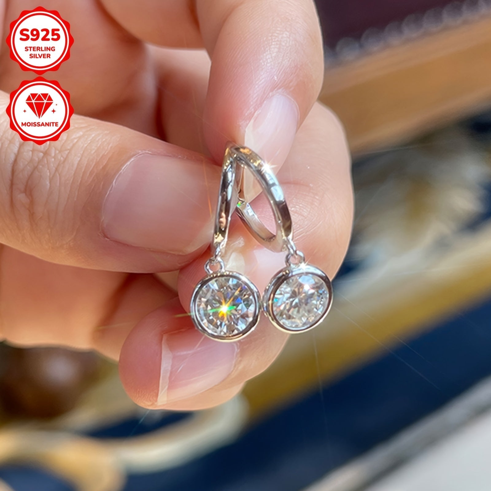 Ayollar uchun Sterling kumush sirg'alar, Morganite halqalar bilan 6.5mm GRA sertifikatlangan zargarlik sovg'asi