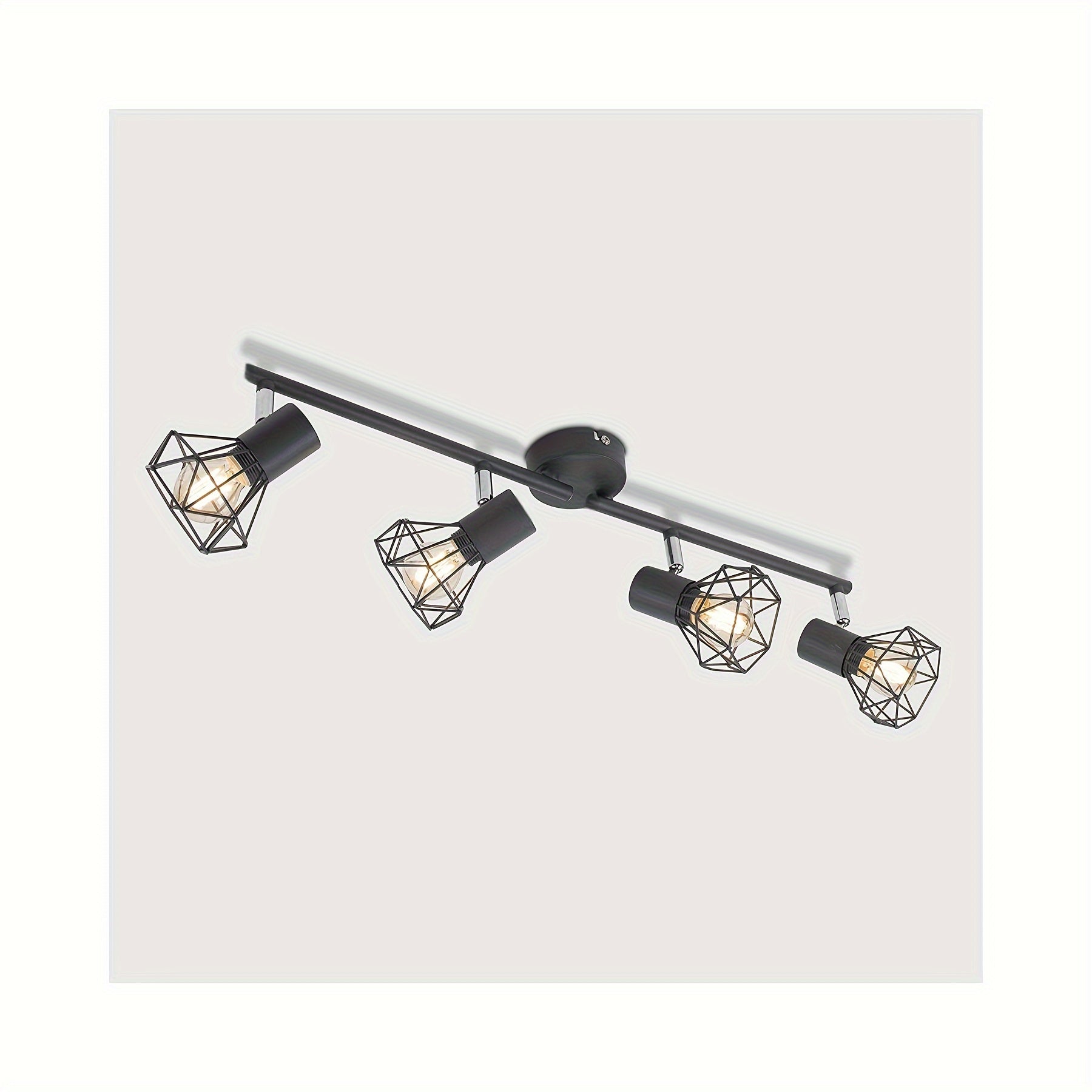 Black Metal Cage Ceiling Light for Bedroom Living Room Dining Room Corridor Rustic Style Adjustable Direction
