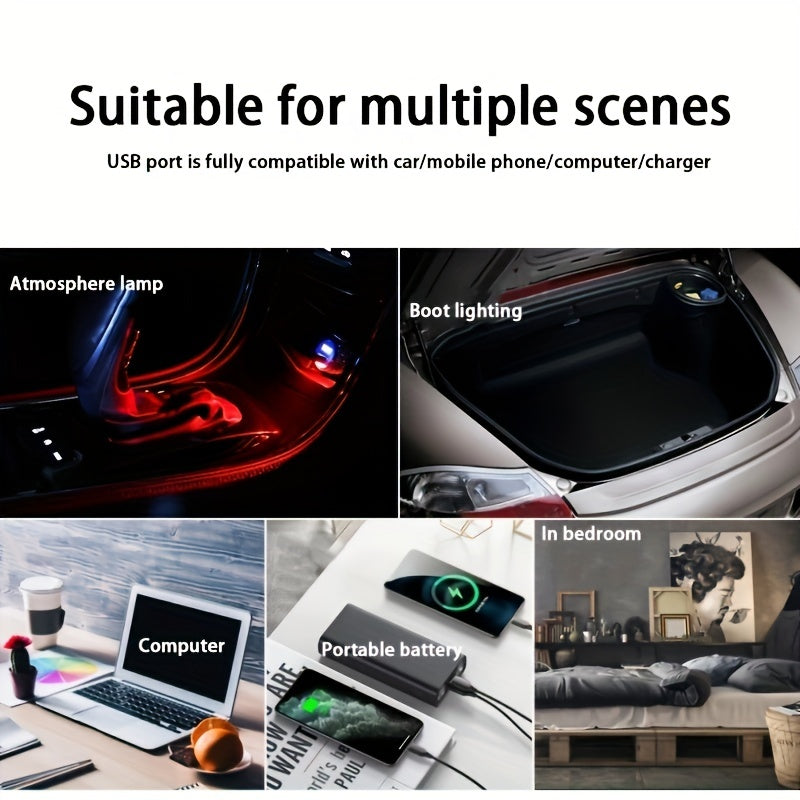 Luz de ambiente LED para interior de coche, lámpara de neón de 8 colores que cambia, enchufar y usar