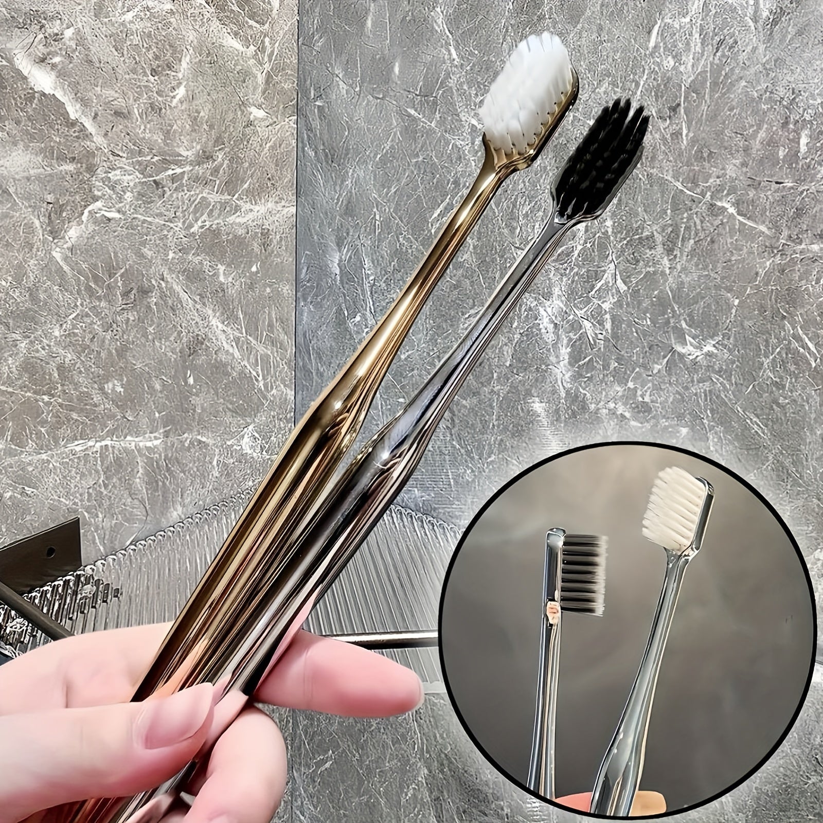 Luxury Soft Bristle Toothbrush Set for Adults with Sensitive Gums and Deep Cleaning